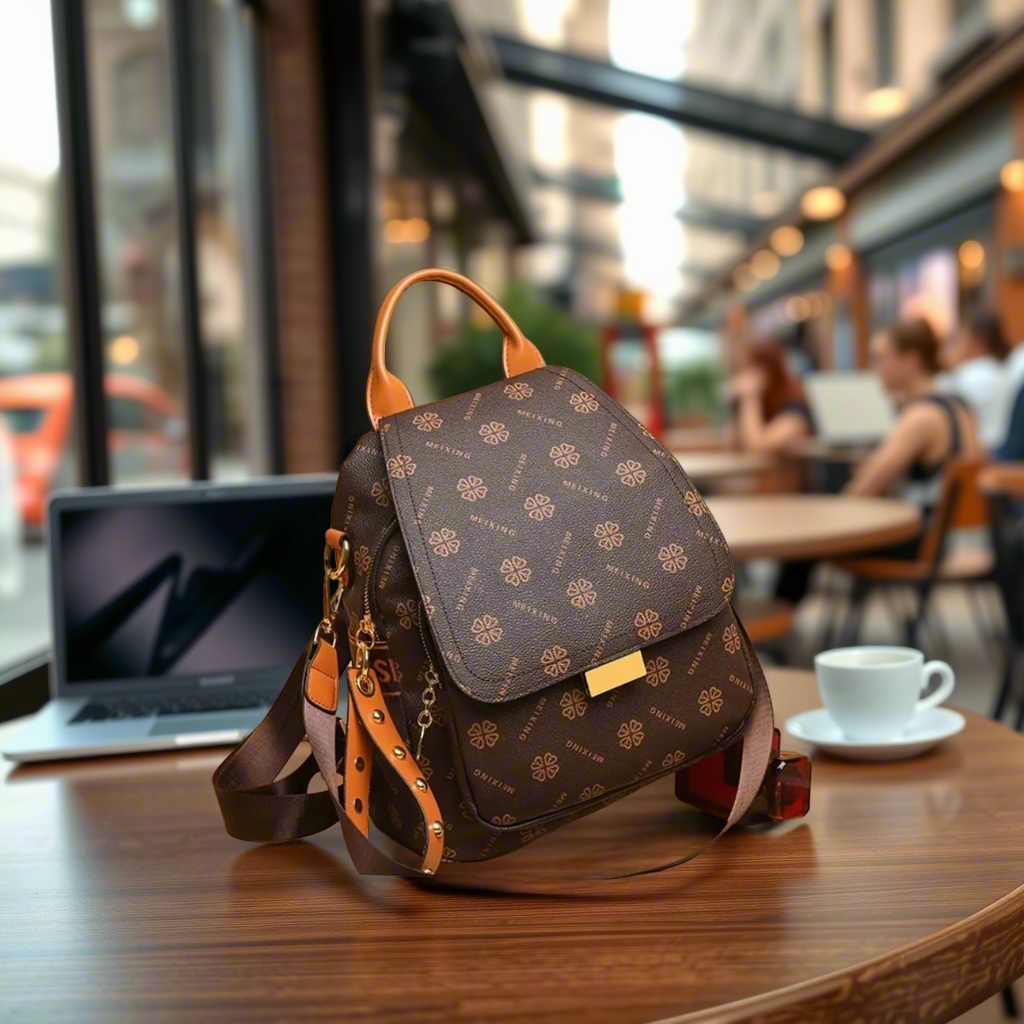 Leather Backpack Vintage - Retro bedrukte rugzak voor dames, PU-leer,